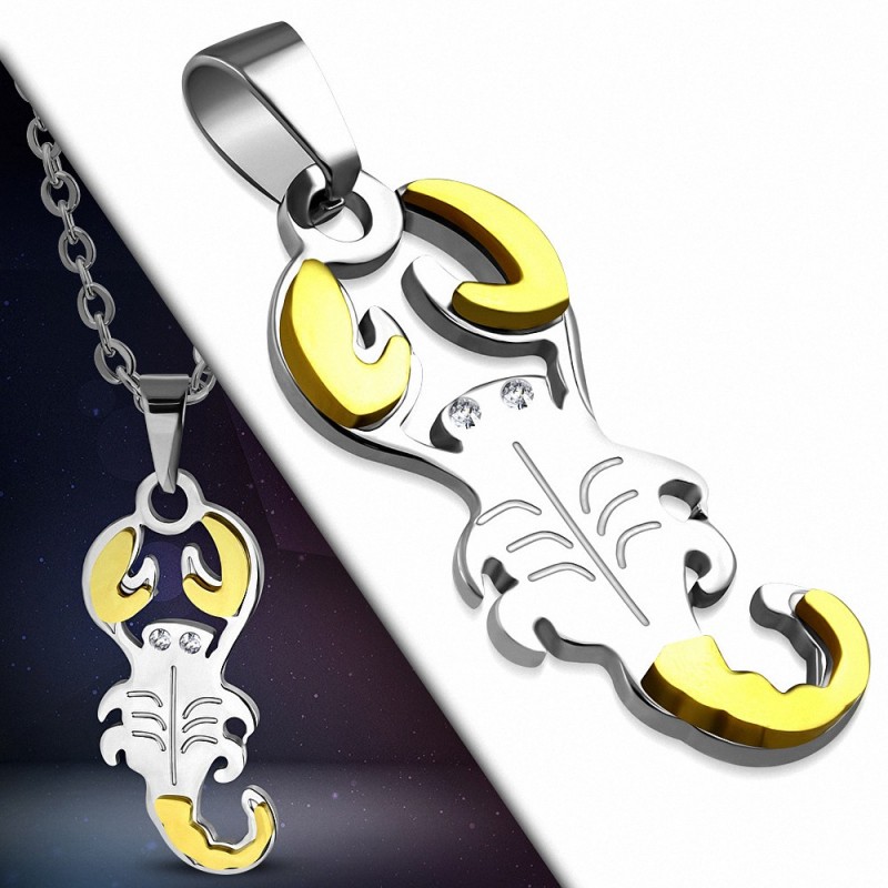 Pendentif scorpion bicolore argenté et doré