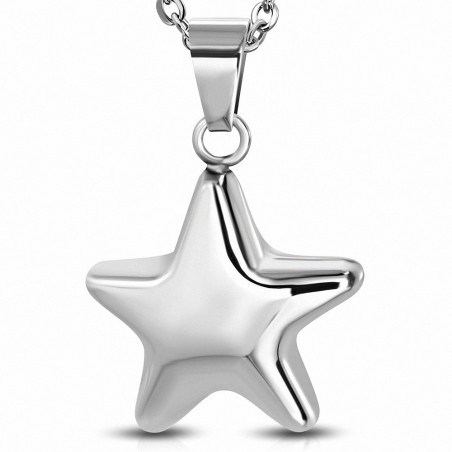 Pendentif en acier brillant étoile pentagramme