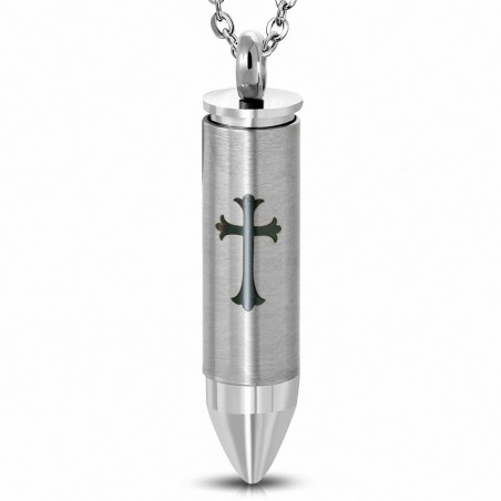 Pendentif homme balle munition croix fleur de lys