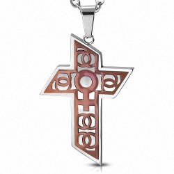 Pendentif croix géométrique symbole féminin cuivré