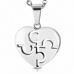 Pendentif cœur en acier inoxydable motif puzzle