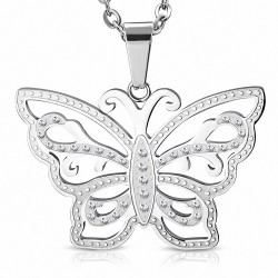 Pendentif papillon en acier inoxydable motif filigrane