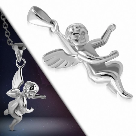 Pendentif en acier inoxydable ange gardien cupidon