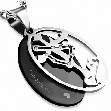 Pendentif ovale signe du zodiaque capricorne acier