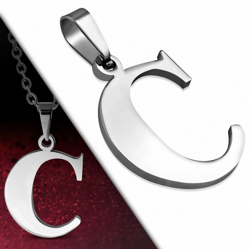 Pendentif en acier inoxydable lettre C