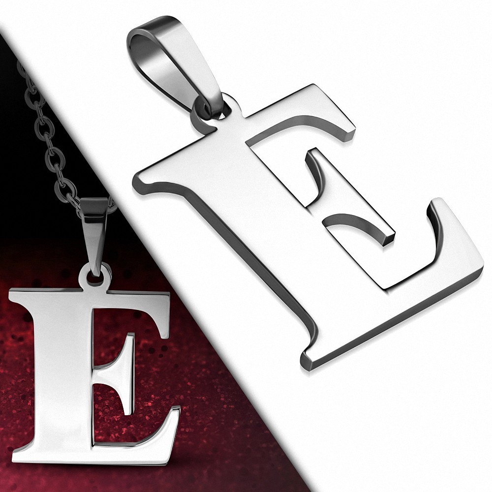 Pendentif en acier inoxydable lettre E