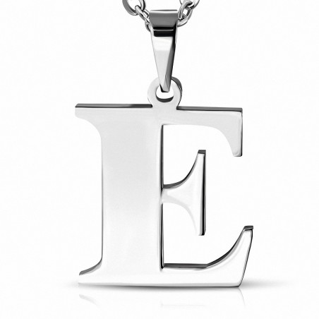 Pendentif en acier inoxydable lettre E