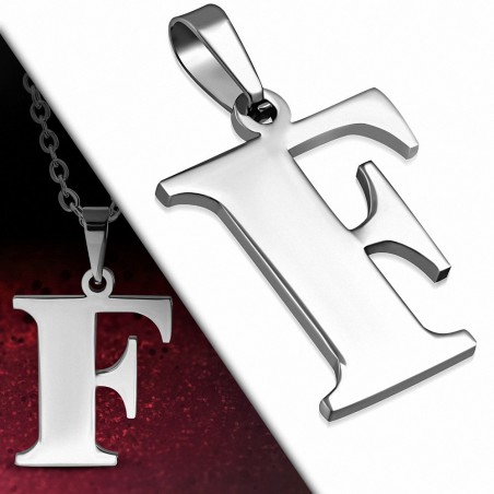 Pendentif en acier inoxydable lettre F