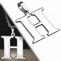 Pendentif en acier inoxydable lettre H