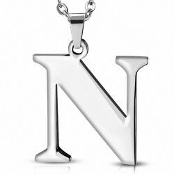 Pendentif en acier inoxydable lettre N