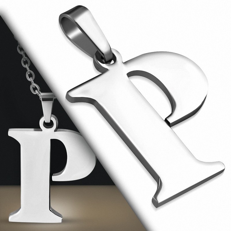 Pendentif en acier inoxydable lettre P