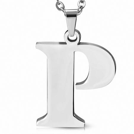 Pendentif en acier inoxydable lettre P