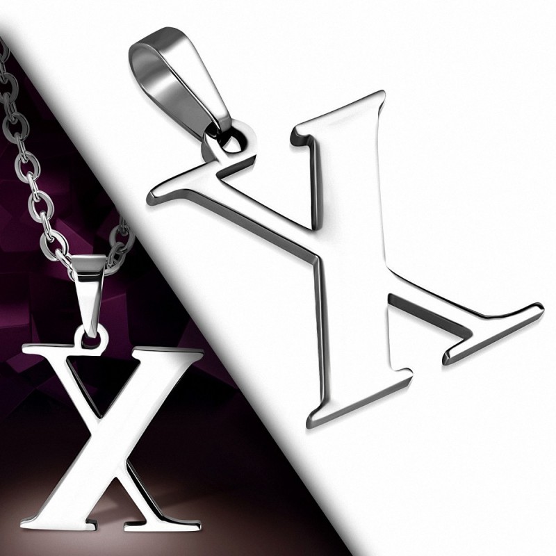 Pendentif en acier inoxydable lettre X