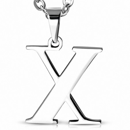 Pendentif en acier inoxydable lettre X