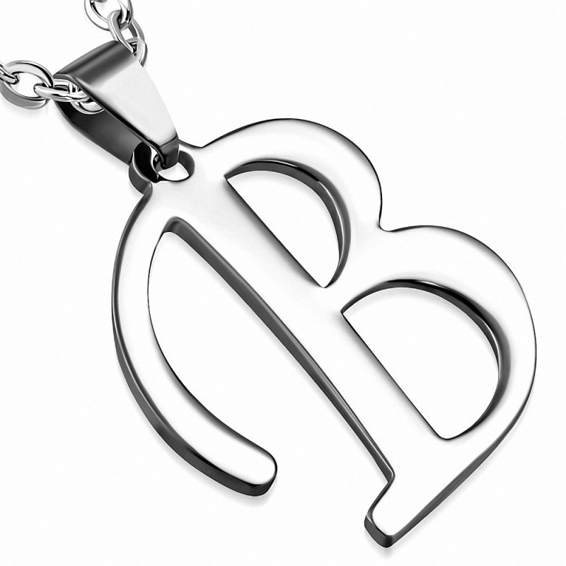 Pendentif en acier inoxydable lettre script B