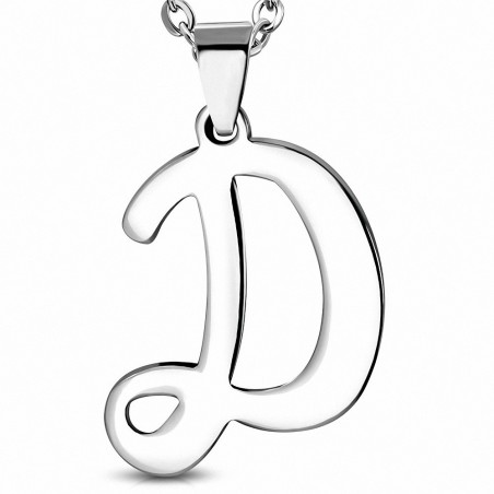 Pendentif en acier inoxydable lettre script D