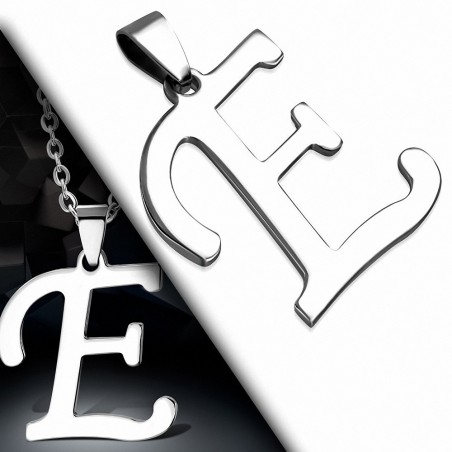 Pendentif en acier inoxydable lettre script E