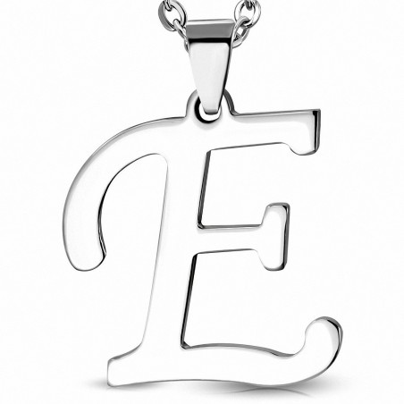 Pendentif en acier inoxydable lettre script E