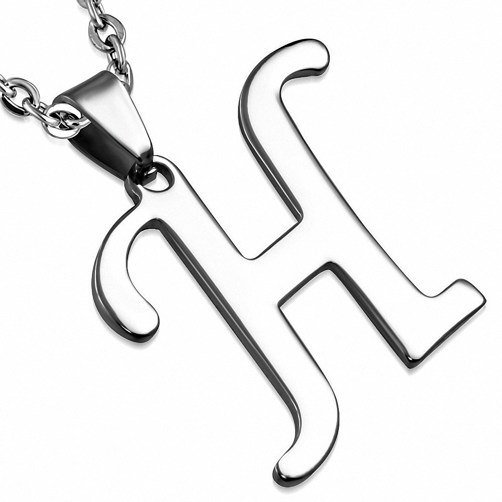 Pendentif en acier inoxydable lettre script H