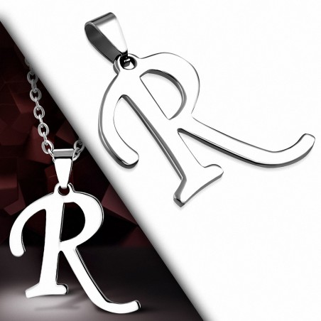 Pendentif en acier inoxydable lettre script R