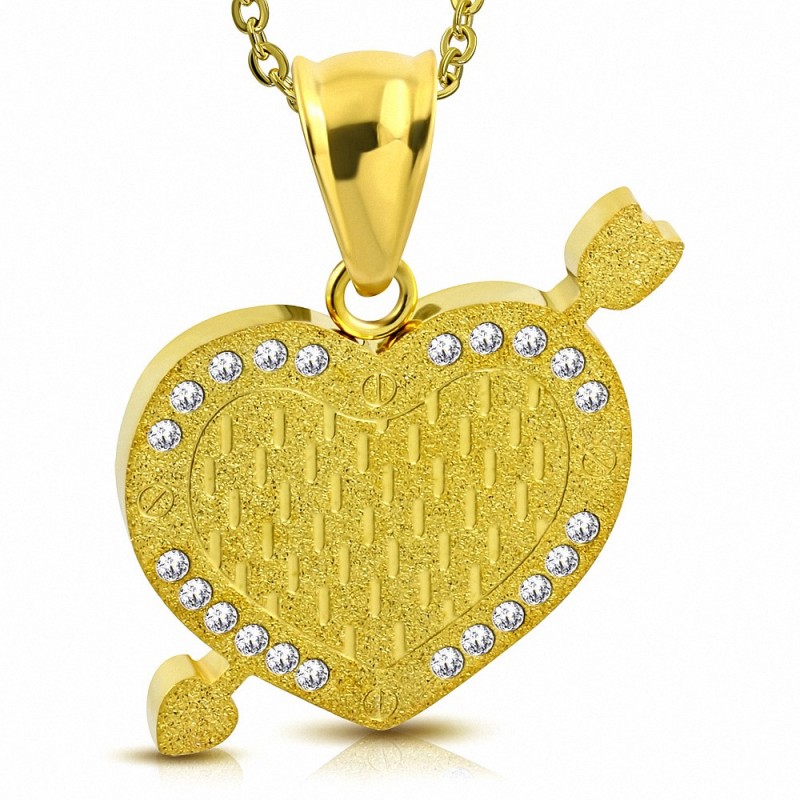 Pendentif Charm Vintage – Cœur En Cage – Laiton Doré – Occasion, état D'usage