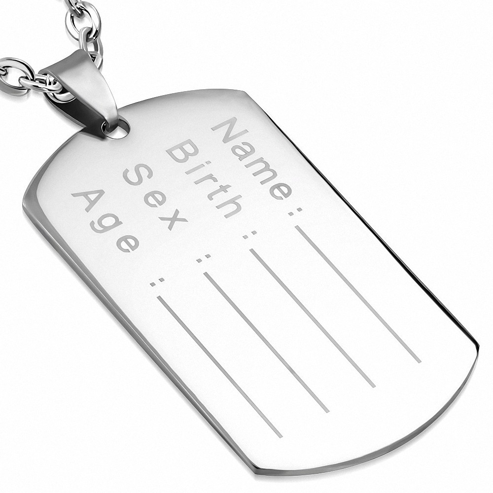 Pendentif homme en acier plaque militaire soldat