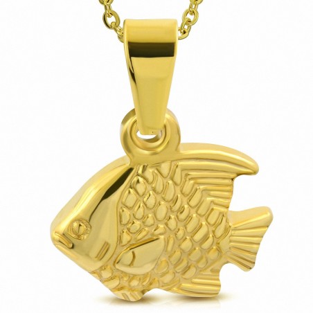 Pendentif poisson en acier inoxydable doré