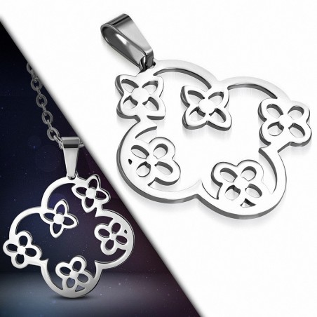 Pendentif en acier inoxydable six fleurs