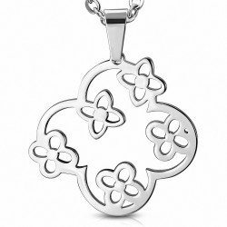 Pendentif en acier inoxydable six fleurs