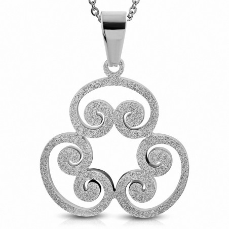 Pendentif floral acier inoxydable finition sablée