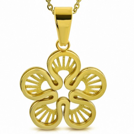 Pendentif fleur en acier inoxydable couleur dorée