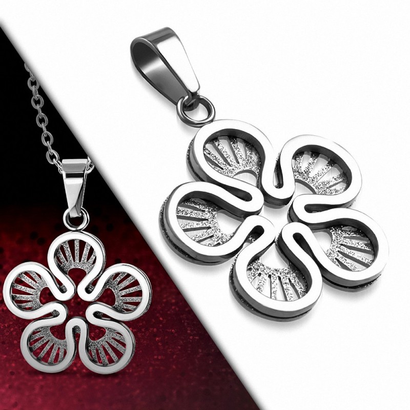 Pendentif fleur en acier inoxydable couleur argentée