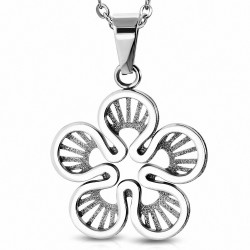 Pendentif fleur en acier inoxydable couleur argentée