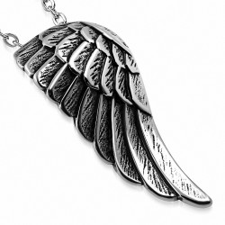 Pendentif homme en acier inoxydable aile plume