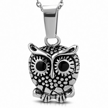 Pendentif homme biker hibou avec grands yeux