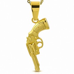 Pendentif homme en acier doré pistolet