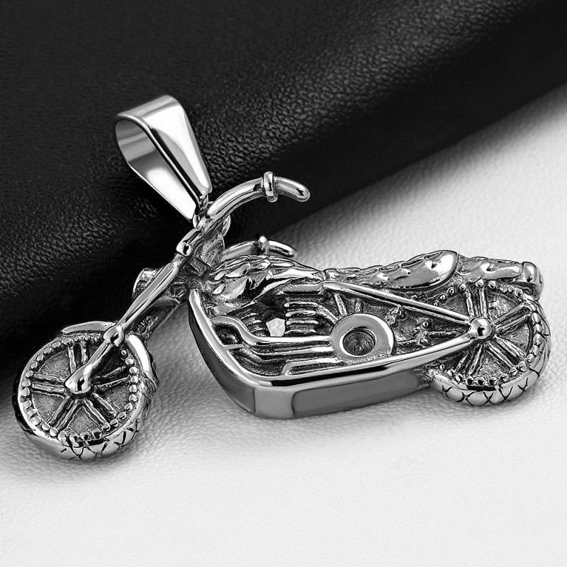 Pendentif homme biker en acier inoxydable moto sport