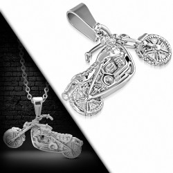 Pendentif homme biker en acier inoxydable moto sport