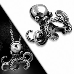 Pendentif homme biker en acier inoxydable pieuvre