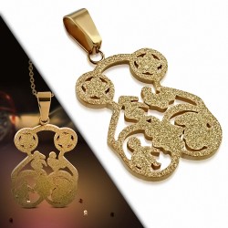 Pendentif ourson en acier inoxydable rosé finition sablée