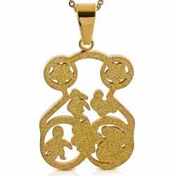 Pendentif ourson en acier inoxydable rosé finition sablée