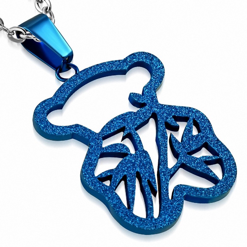 Pendentif teddy bear en acier bleu finition sablée