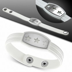 Bracelet caoutchouc blanc plaque style montre étoiles