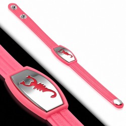 Bracelet caoutchouc rose clair plaque style montre scorpion
