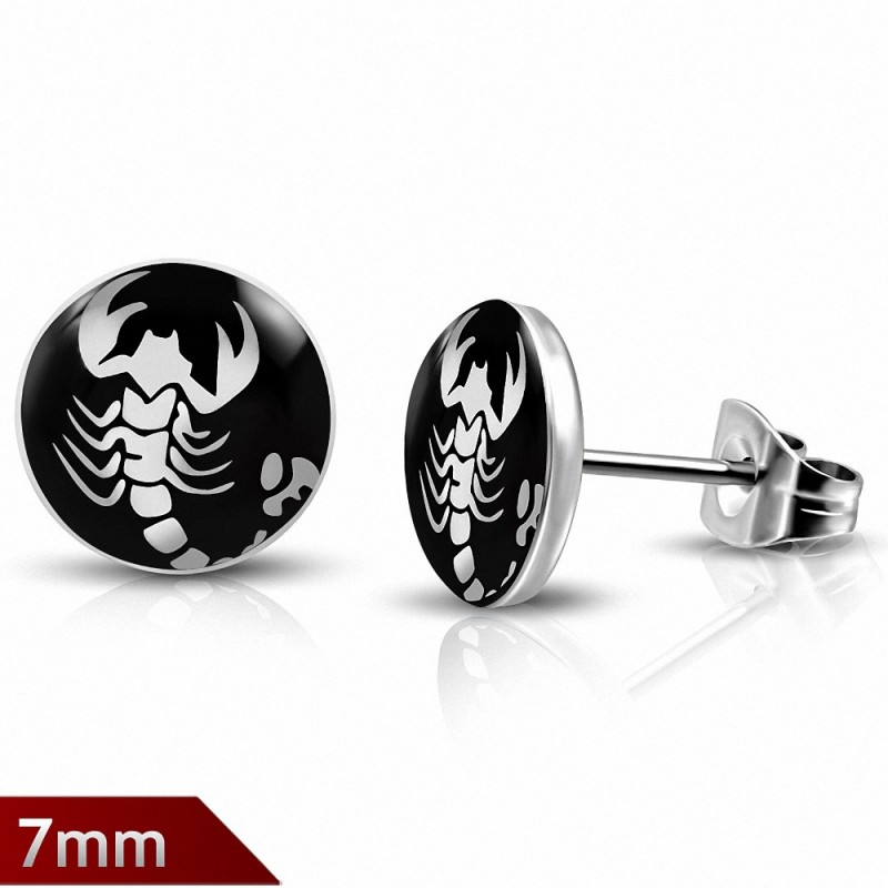 Paire de boucles d'oreille acier inoxydable scorpion