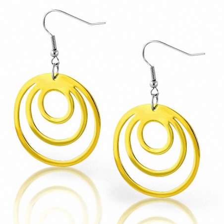 Paire de boucles d'oreille acier inoxydable cercles dorés