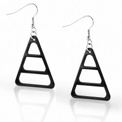 Paire de boucles d'oreille acier inoxydable triangle noir