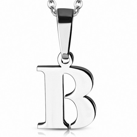 Pendentif homme en acier inoxydable lettre B