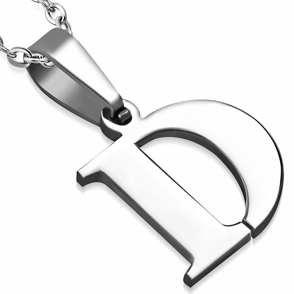 Pendentif homme en acier inoxydable lettre D