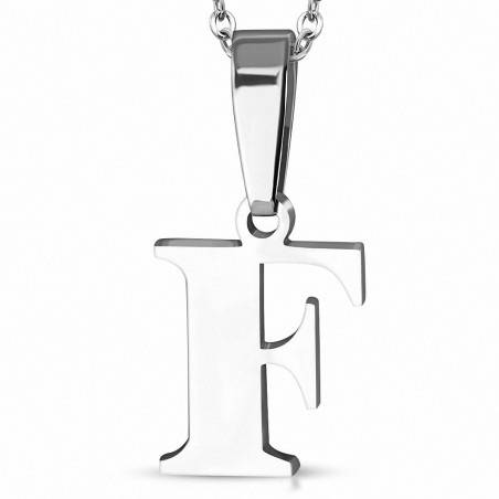 Pendentif homme en acier inoxydable lettre F